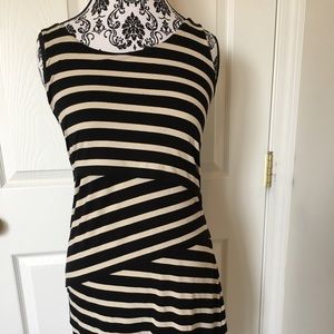 Loft Black and Cream striped dress